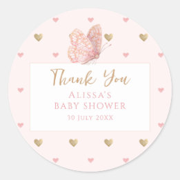 Babydusche Butterfly Danke Runder Aufkleber