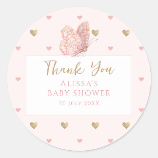 Babydusche Butterfly Danke Runder Aufkleber
