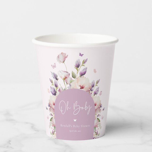 Babydusche Butterfly Garden Pappbecher (Vorderseite)