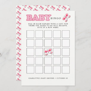 Babydusche Butterfly Pink Baby Girl Bingo Card Einladung
