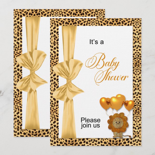 Babydusche Cheetah Print Gender Neutral Einladung (Vorne/Hinten)