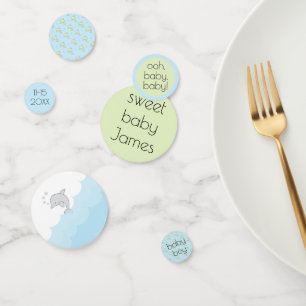 Babydusche Confetti Delphine Blau und Grün Konfetti