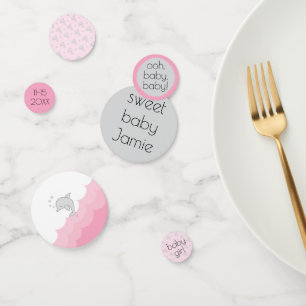 Babydusche Confetti Delphine Rosa und Grau Konfetti