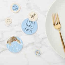 Babydusche Confetti Schildkröte Blau und Creme Konfetti