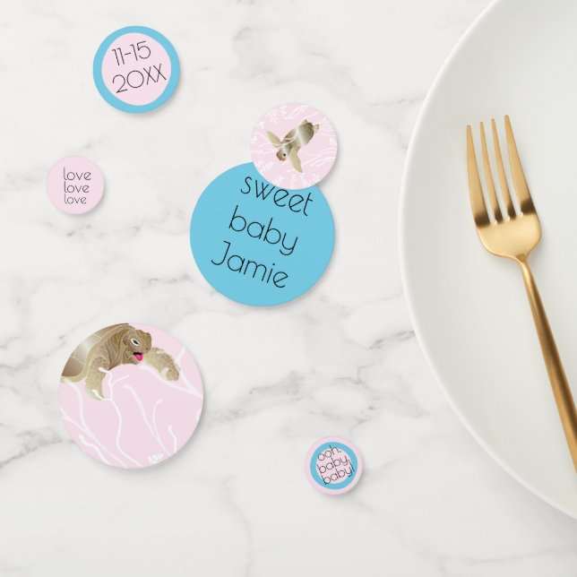 Babydusche Confetti Turtle Pink und Türkis Konfetti (Gruppe)