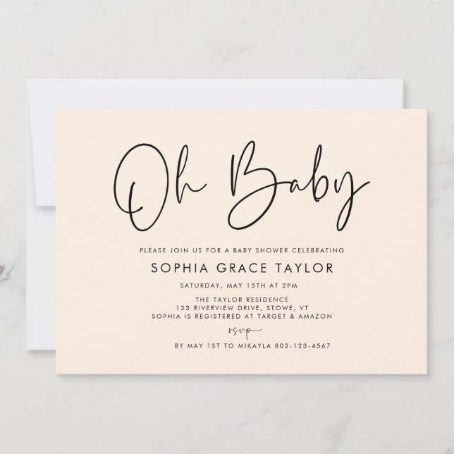 Babydusche Creme Modern Boho Geschlecht neutral Einladung (Vorderseite)