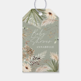 Babydusche Dank modernes Pampas-Gras-Blattwerk Geschenkanhänger