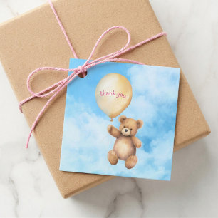 Babydusche dank niedlichem Teddybär pink blau Geschenkanhänger