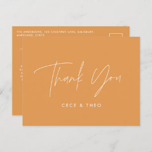 Babydusche Dank orange eleganten modernen Postkarte