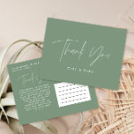 Babydusche Dank pur grün elegant modern Postkarte<br><div class="desc">Babydusche Drehbuch Modernes,  grün elegantes Party Dank Postcard Design. Ideal geschlechtsneutrales Design.</div>