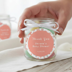 Babydusche Danke, Blumenherz Runder Aufkleber