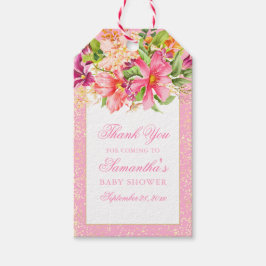 Babydusche Danke Chic Blume Bouquet Pink Geschenkanhänger
