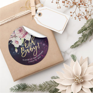 Babydusche danke Ihnen Blumenbeet Lila Leuchten Runder Aufkleber