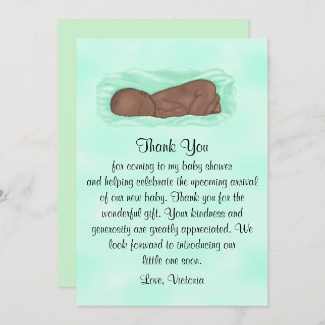 Babydusche danke Ihnen Gender Neutral Ethnic Einladung (Vorne/Hinten)