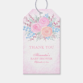 Babydusche danke Ihnen Watercolor Bouquet Pink Geschenkanhänger