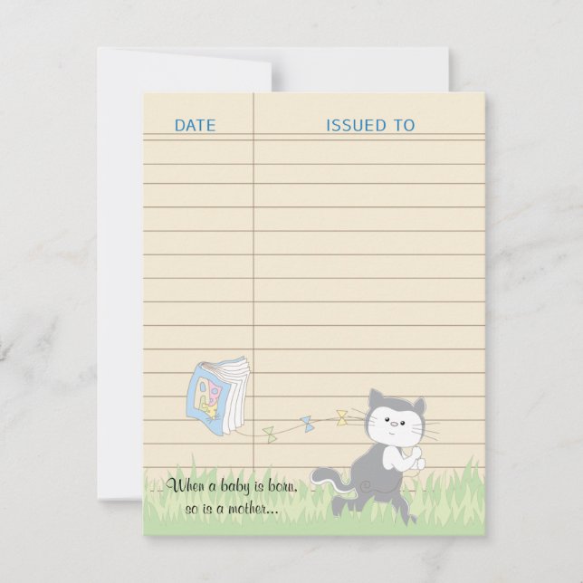 Babydusche Danke Karte, Blau/Bibliothek bauen (Vorderseite)