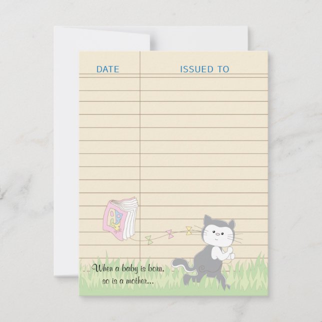 Babydusche Danke Karte, Rosa/Bibliothek bauen (Vorderseite)