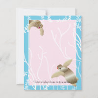 Babydusche Dankeschön Karte, rosa/blaue Schildkröt