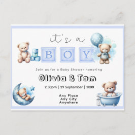 Babydusche - Das ist ein Junge! Teddybären. bearbe Postkarte