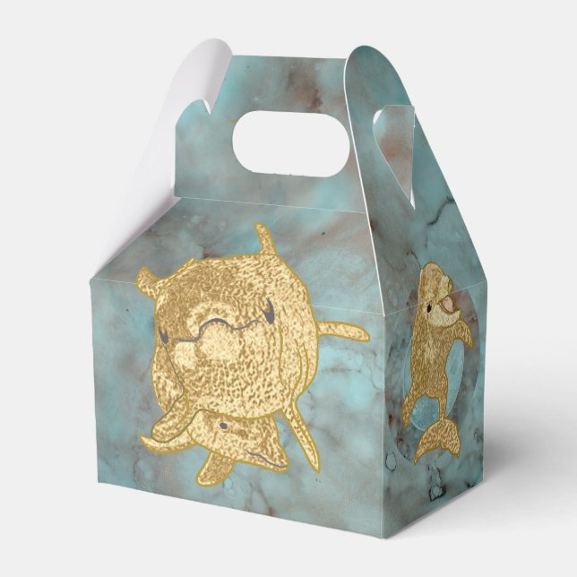 Babydusche Delphinen Mama und Baby Geschenkschachtel (Vorderseite)