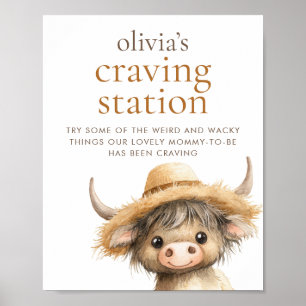 Babydusche der Highland Cow Cravings Station Poster