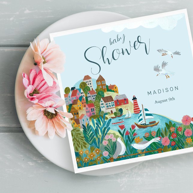 Babydusche der Küstenwache Party Serviette (It takes a village boy baby shower party napkins)