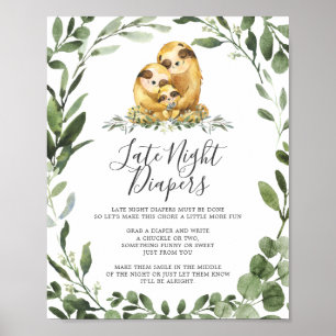 Babydusche der Sloth Family Spate Night Diapers si Poster