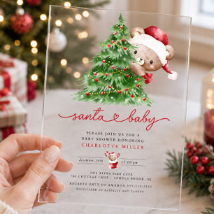 Babydusche des Weihnachtsmanns Acryleinladungen