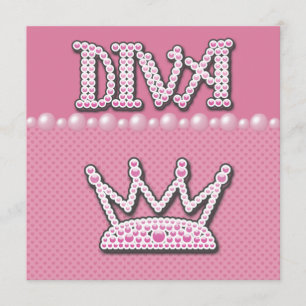 Babydusche Diva Princess Crown, Schuhe und Perlen Einladung
