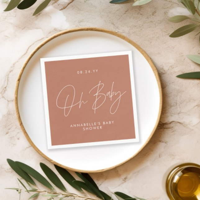 Babydusche Drehbuch modern terracotta elegant Serviette (Von Creator hochgeladen)