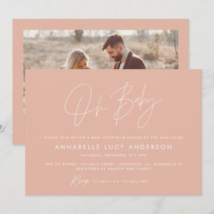 Babydusche Drehbuch Modernes Foto rot Rosa elegant Einladung