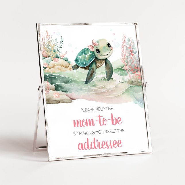 Babydusche-Duschkabine Girl Sea Turtle Poster (A Little Hatching Is On the Way Baby Shower Envelope Station Sign)