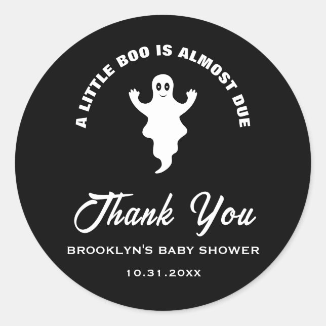 Babydusche ein wenig Boo ist fast Schwarz-weiß Runder Aufkleber (Vorderseite)