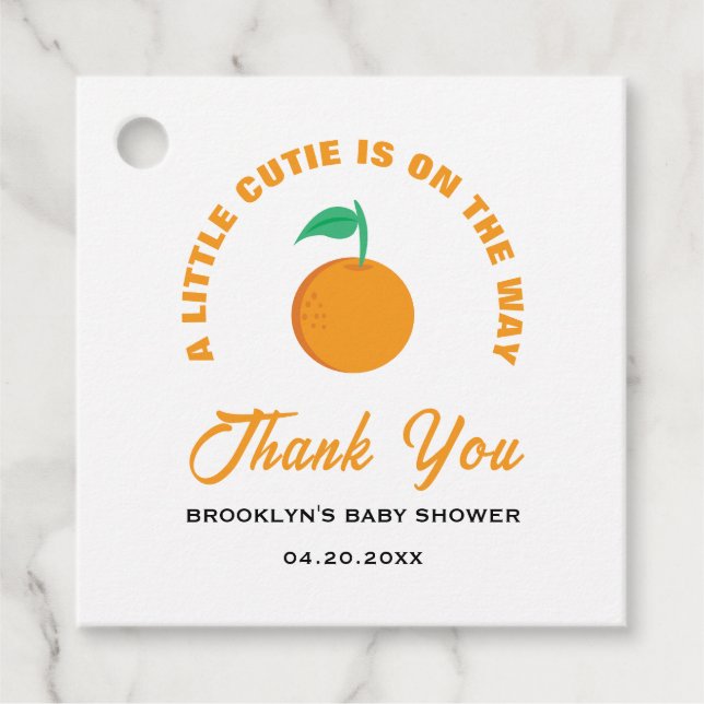 Babydusche eine kleine Süsse Zitrusgeschlecht neut Geschenkanhänger (Vorderseite)