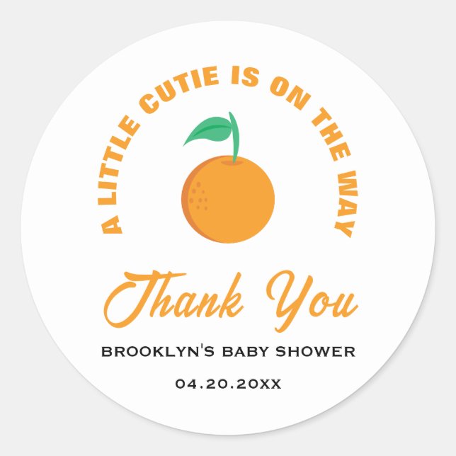 Babydusche eine kleine Süsse Zitrusgeschlecht neut Runder Aufkleber (Vorderseite)