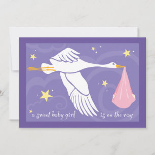 Babydusche Einladung 12x18 - Baby Girl Lila