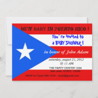 Babydusche Einladung mit Flagge von Puerto Rico