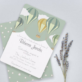 Babydusche Einladung mit Heißluftballons