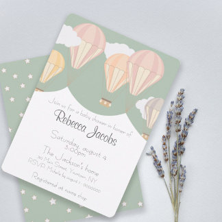 Babydusche Einladung mit Luftballons mit mädchenha