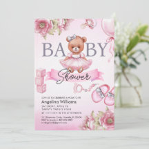 Babydusche Einladung mit Teddybär.