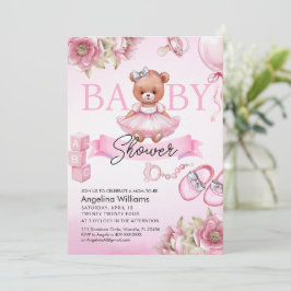 Babydusche Einladung mit Teddybär.