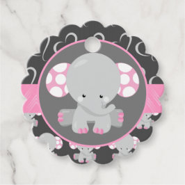 Babydusche Elefanten Pink und Gray Fevor Tags Geschenkanhänger