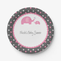 Babydusche Elefanten Rosa Grau & Weiß