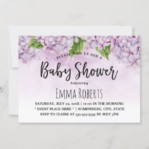 Babydusche Elegant Lila Hydrangea Floral Einladung