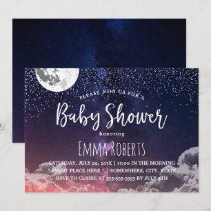 Babydusche Eleganter Mond & Stars Night #2 Einladung