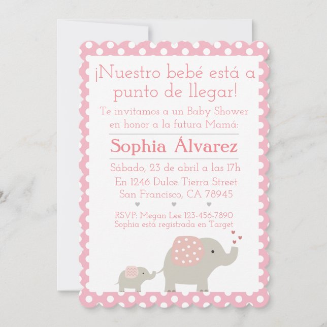 Babydusche Elephant/Invitación Elefantes Einladung (Vorderseite)