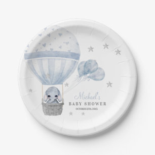Babydusche Elephant mit Air Hot Balloon    Pappteller