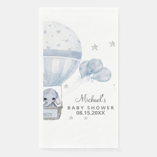 Babydusche Elephant mit Air Hot Balloon Serviette (Vorderseite)