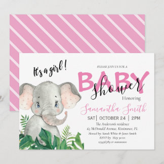 Babydusche Elephant pink Ankündigung