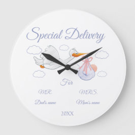 Babydusche, Eltern - zu - individuelles Geschenk - Große Wanduhr